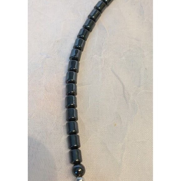 Hematite Beaded Necklace Matching Bracelet Black White Jewelry Stone Style Fun - Picture 7 of 8